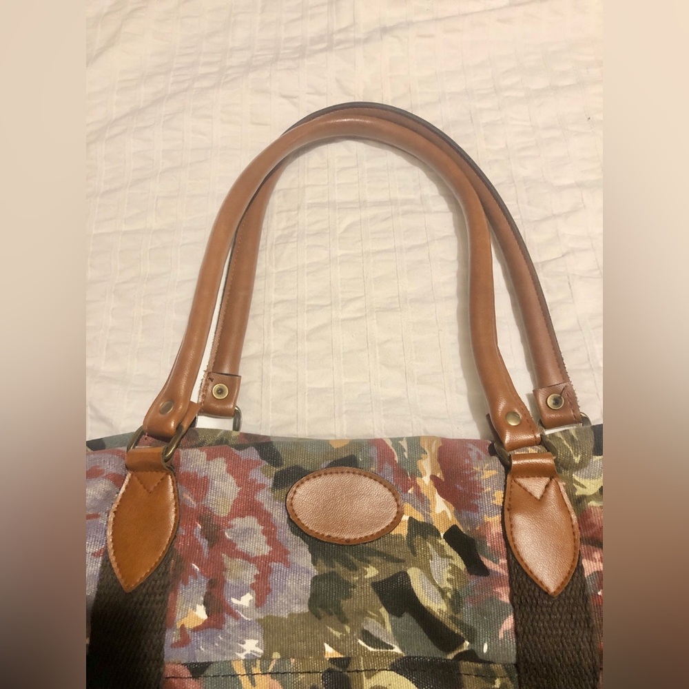 Vintage 90s Gitano Dark Floral Print Duffle Weekend Travel Bag Roses Witchy - Picture 3 of 11